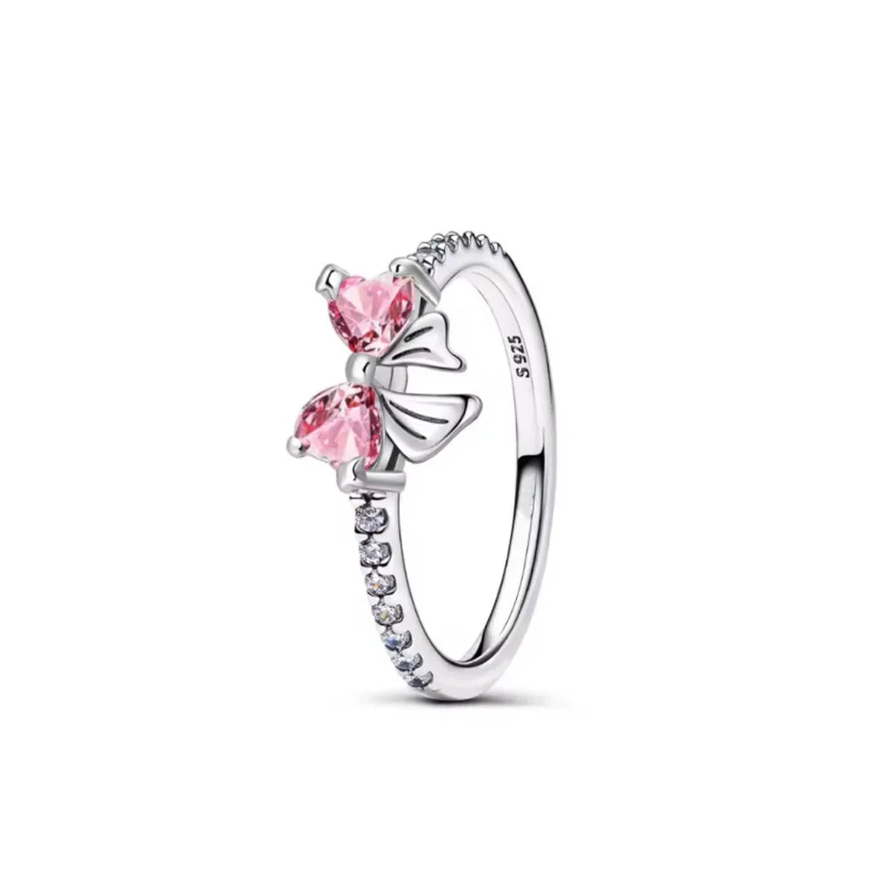 Sparkling Pink Bow Lotus Elephant Ring | Women's Wedding Banquet Jewelry Gift